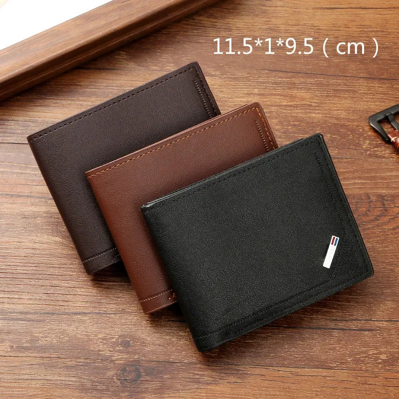 Slim Wallets for Men Rfid Blocking Money Clip Men's Youth Luxury Short Leather Card Holder Thin Minimalist Bifold Man Wallet