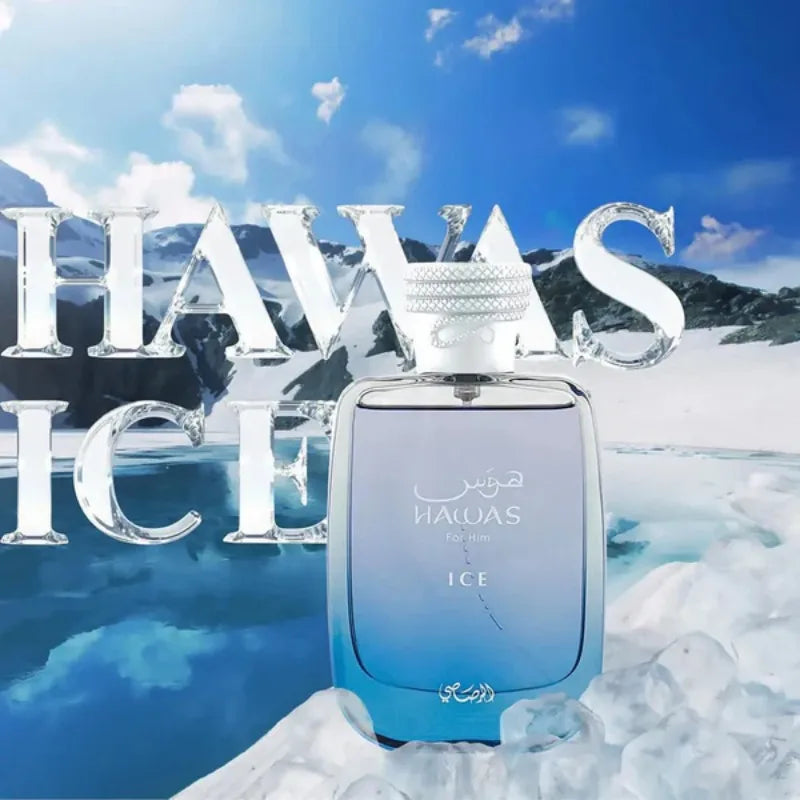 100ml Original Arab Perfumes RASASI Hawas Ice Eau de Parfum Spray High Quality Lasting Aromatic Perfume Cologne Makeup Present