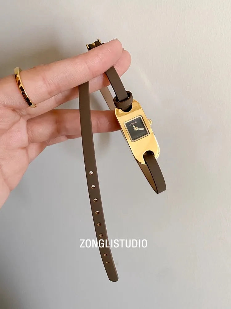 Watches for women twine long strap Watch women vintage leather thin strap waterproof quartz luxury women's watch reloj mujer
