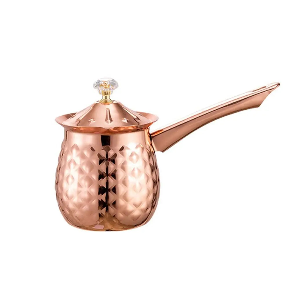 Versatile Handcrafted Turkish Coffee Pot Stable Handle Milk Warmer Lid Stainless Steel Melting Jug Kitchen