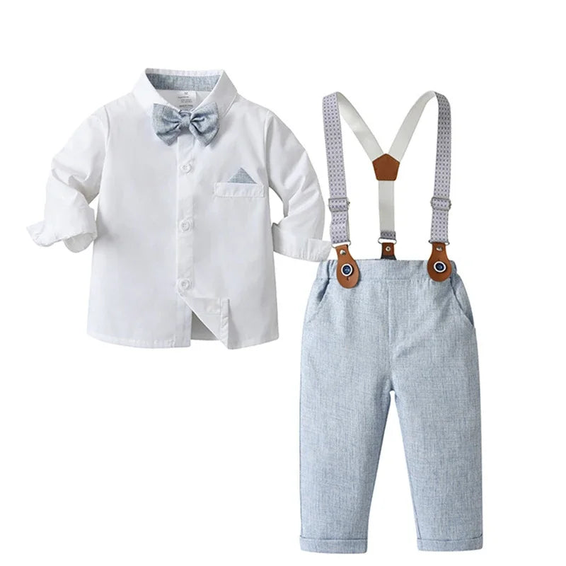 Baby Boy Clothes Sets Formal Suit Boys Long Sleeve Shirt Vest Trousers 3Pcs Sets Children Gentleman Birthday Party Clothing 1-6Y