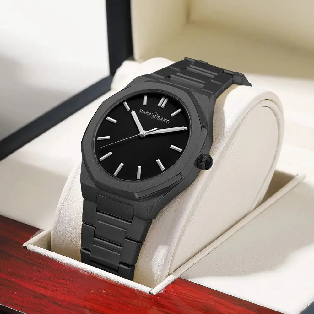 Black Mens Watch With Original Japanese MIYOTA 2035 Quartz Movement 40mm Business Style Stainless Steel 3Bar Watch for Men reloj