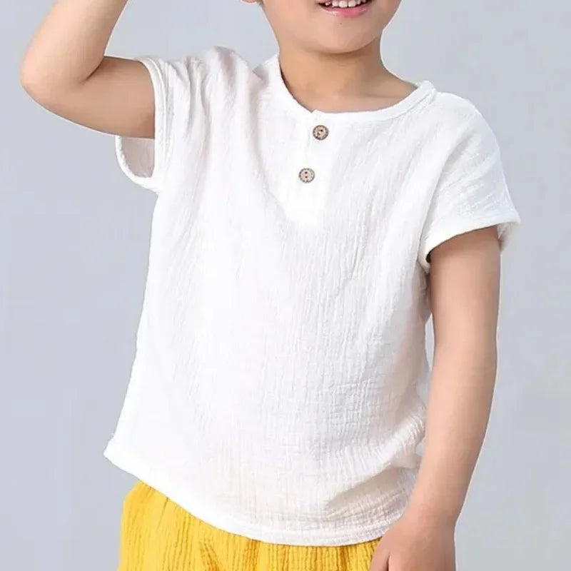 Baby Girls Boys  T Shirts Linen Cotton Boys Tops Children T-shirt  Summer Baby Boys Girls T-shirt Children Clothes Kids