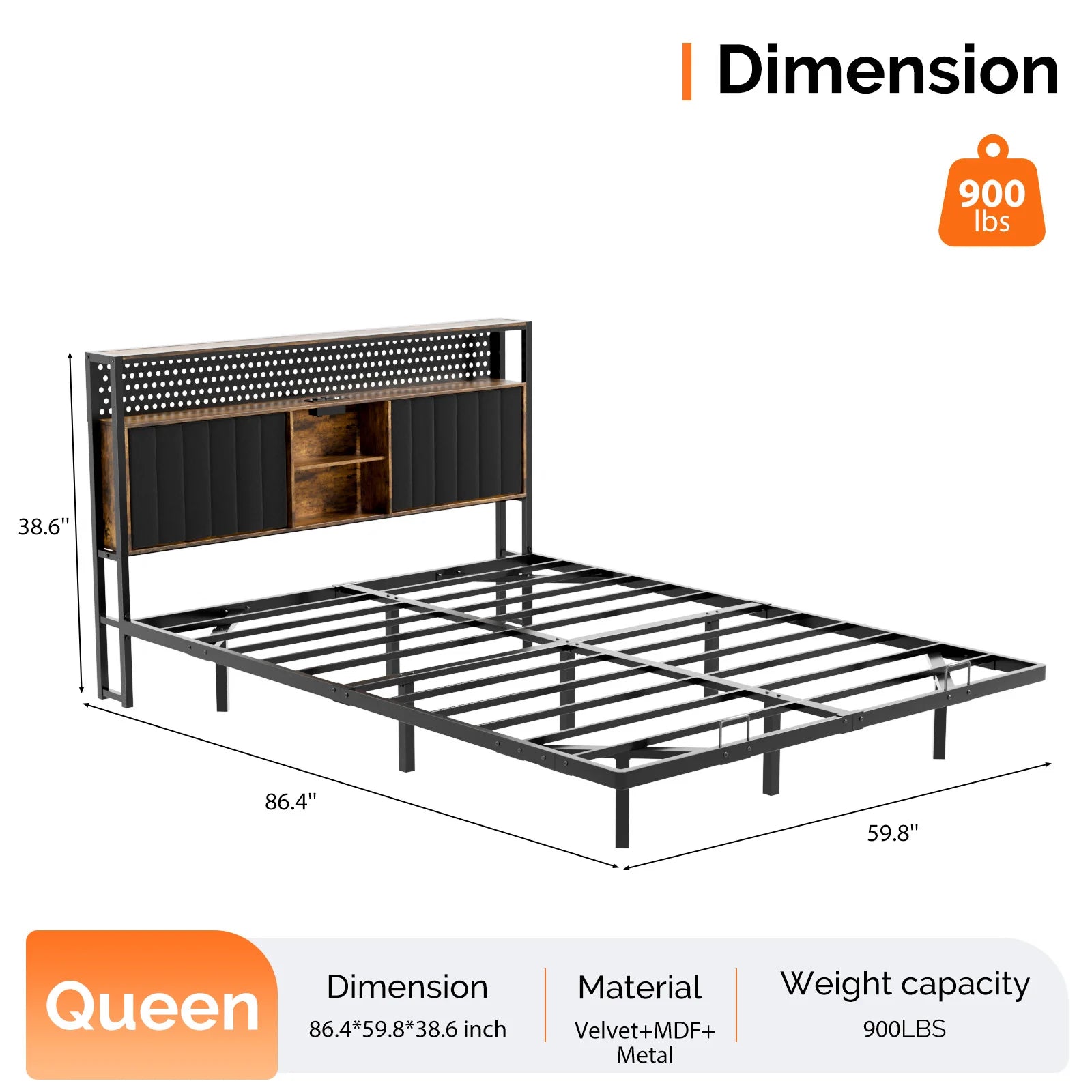Twin Floating Bed Frame with Upholstered Headboard Charging Station/LED Lights