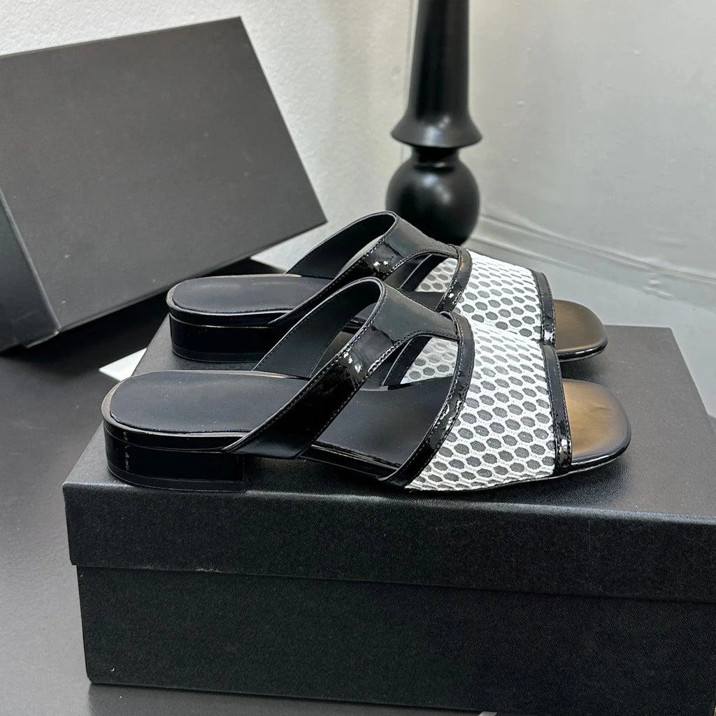 New Shoes Women Size35-41 Weaving Slippers Flat Platform Genuine Leather Slides Summer Flats Designer Shoes Zapatillas De Mujer