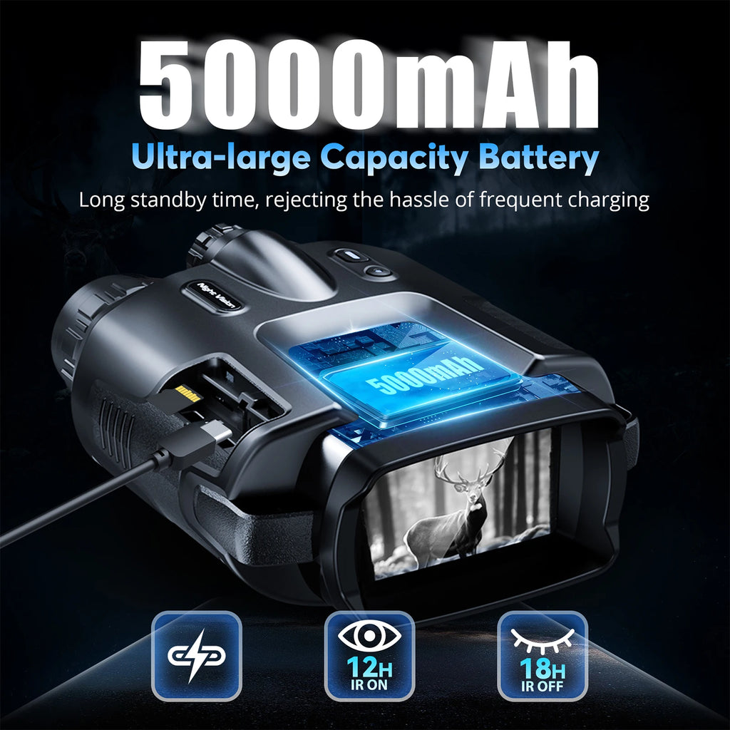 USB Rechargeable 4K Night Vision Binoculars 600m HD 8X Digital Zoom 5000mAh 3inch Screen Infrared VisionNight Goggle