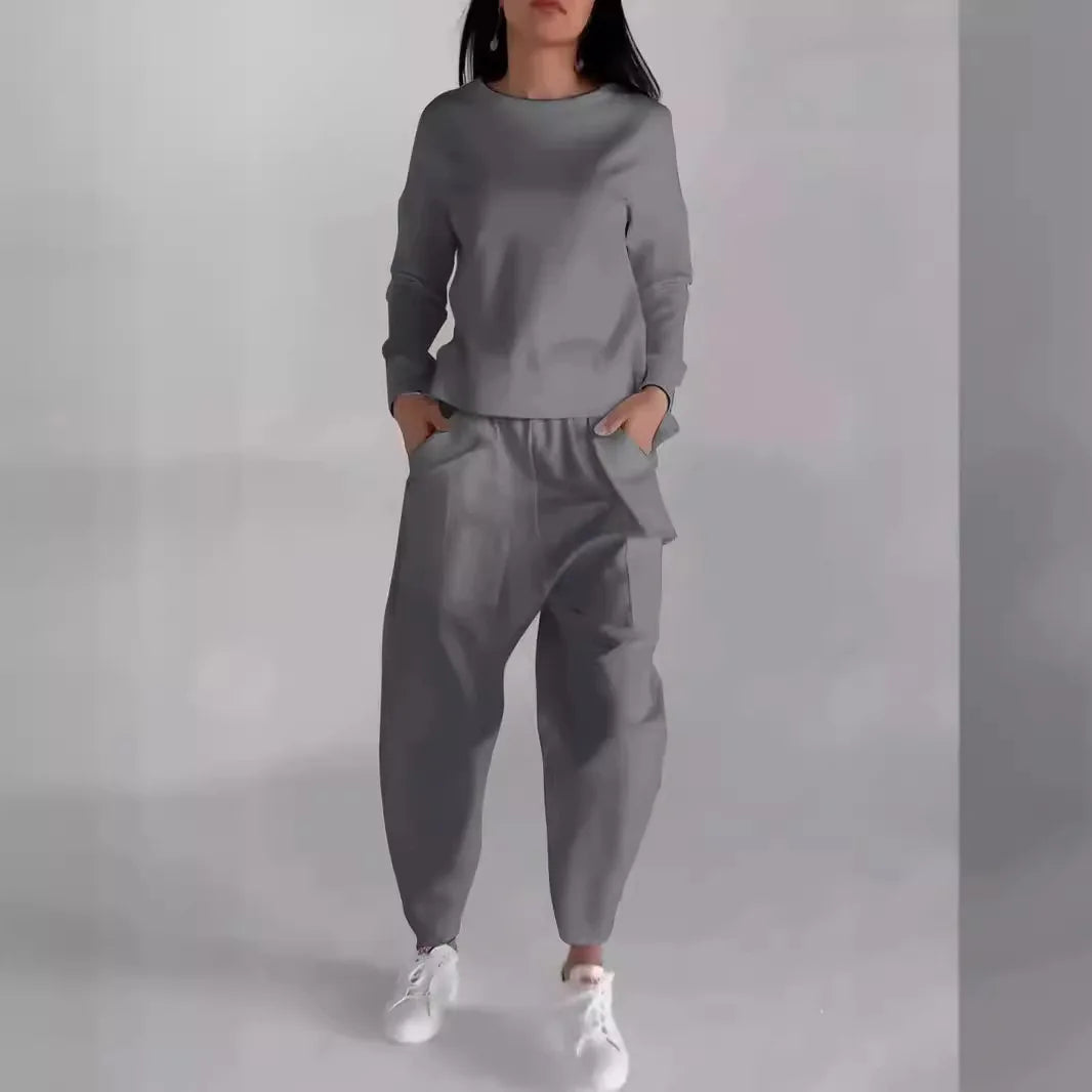 Women's suits 2024 European and American new fashion lace-up technology multi-pocket trendy sports solid color casual pants suit