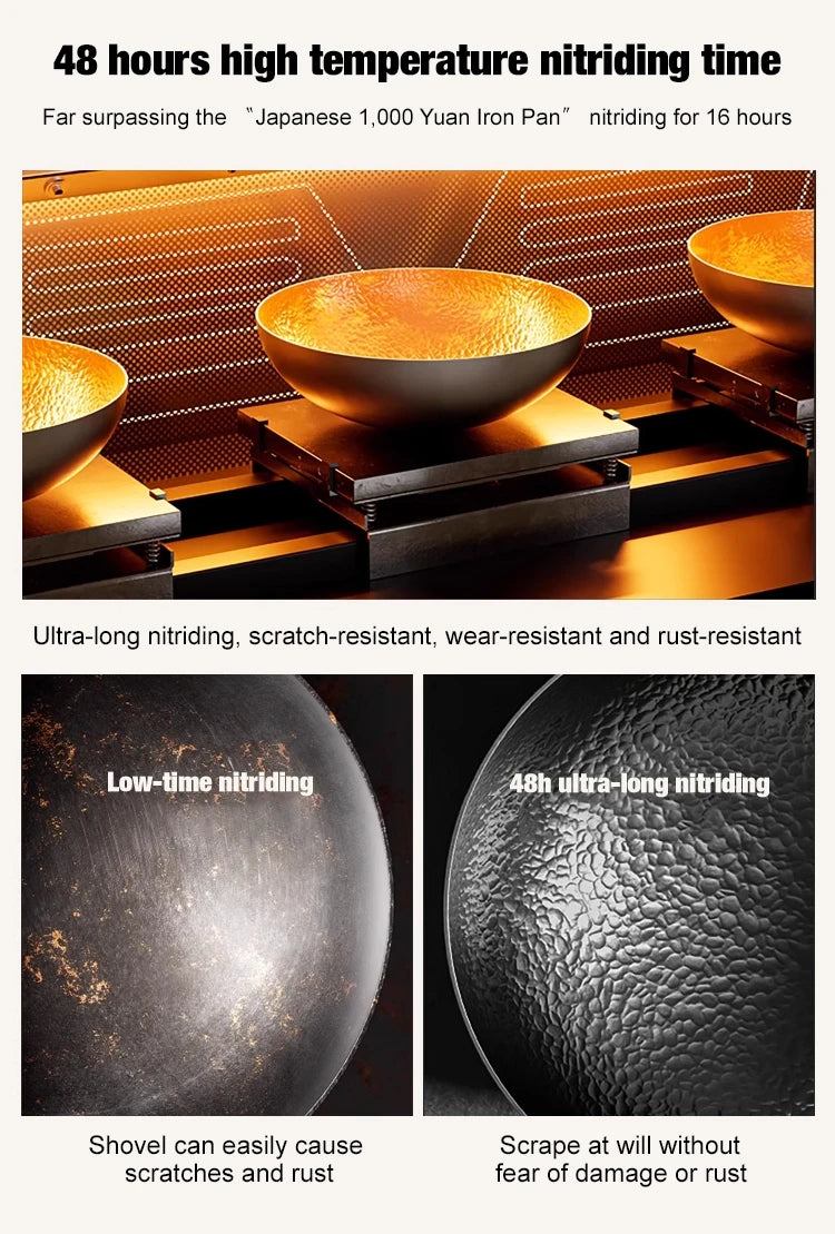 Big Belly Pot Household Hand Hammered Traditional Deepened Non-stick Iron Pot Multipurpose Uncoated Small Frying Pan with Lid