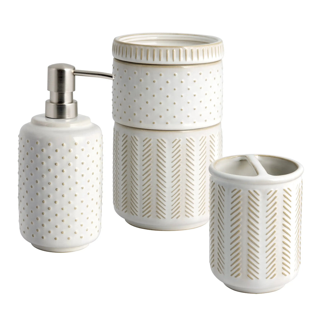 Better Homes & Gardens Reactive Glazed Textured Ceramic Toothbrush Holder in Creamy White