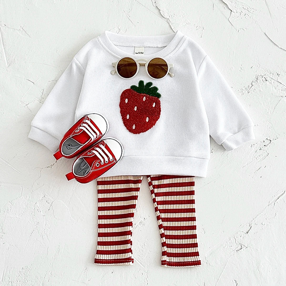 Ins Baby Girls Clothes Autumn Infant Toddler Outfits Fruit Embroidery Pullover Top+Pants Spring Newborn Sets Cotton Clothing