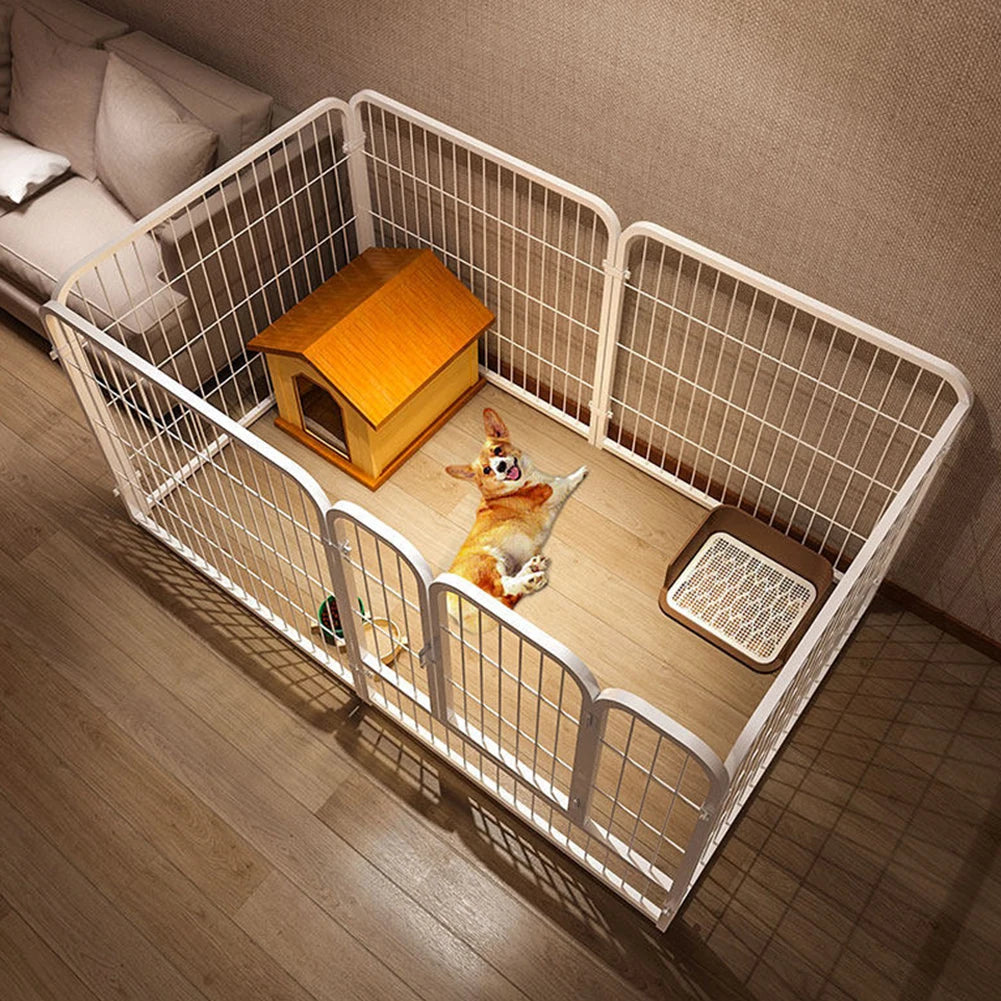 6 Panels Pet Playpen with Door Foldable Exercise Puppy Kennel Cage Heavy Duty Dog Exercise Fence for Dog Cat Rabbit Pet Exercise