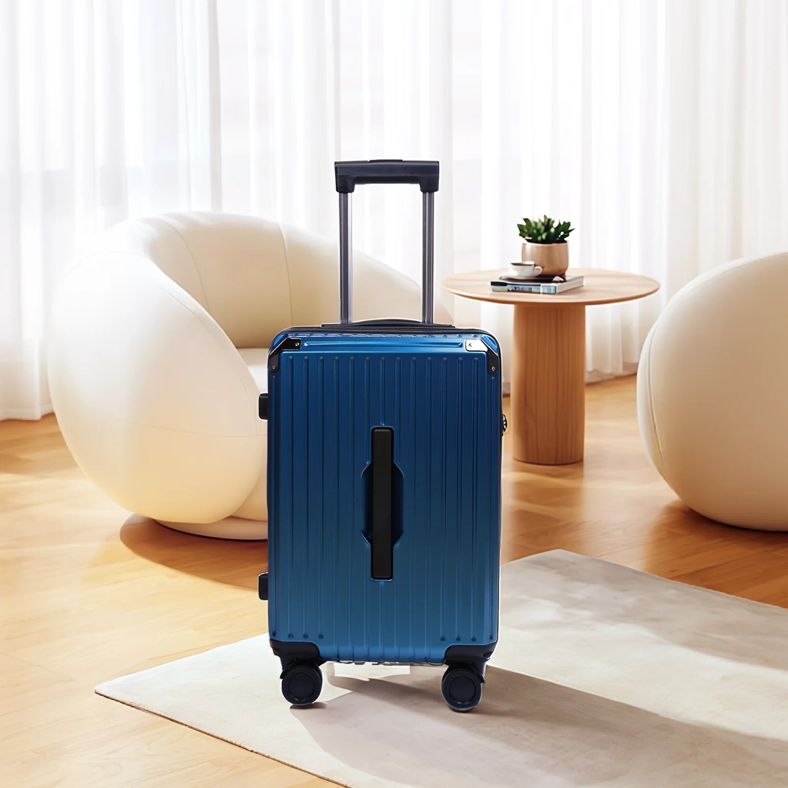 Unisex 20''Carry-on Luggage with Portable Hook & Removable Wheels Anti-collision Corner Sturdy Handle Suitcase For Solo Trip