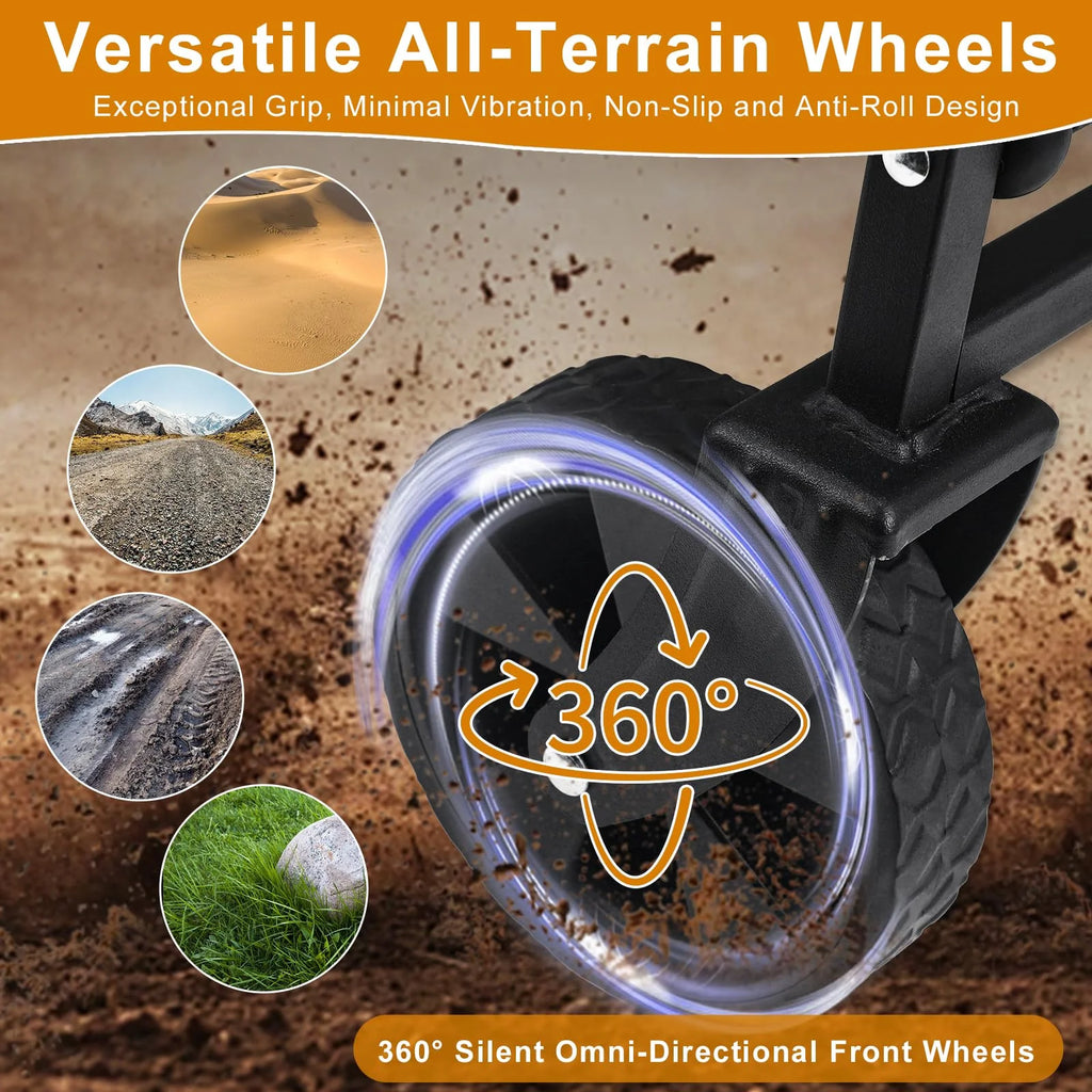 Foldable 4-wheeled cart, large capacity garden cart with wheels, heavy-duty multi-purpose grocery cart for shopping and camping