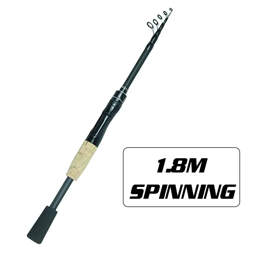SantaKing Spinning /Casting Telescopic Fishing Rod  1.8m 2.1m Carbon Fiber Portable Travel Fishing Pole Rods