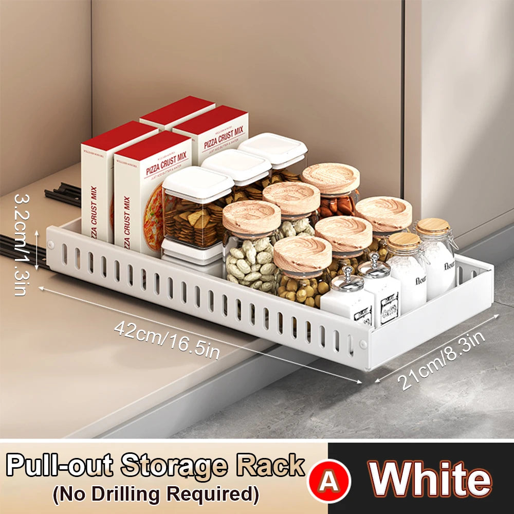 Kitchen Pots and Pans Organizer Under Cabinet Sliding Drawer Pot Lid Organizer Pull Out Cabinet Storage Tray with 8 Dividers