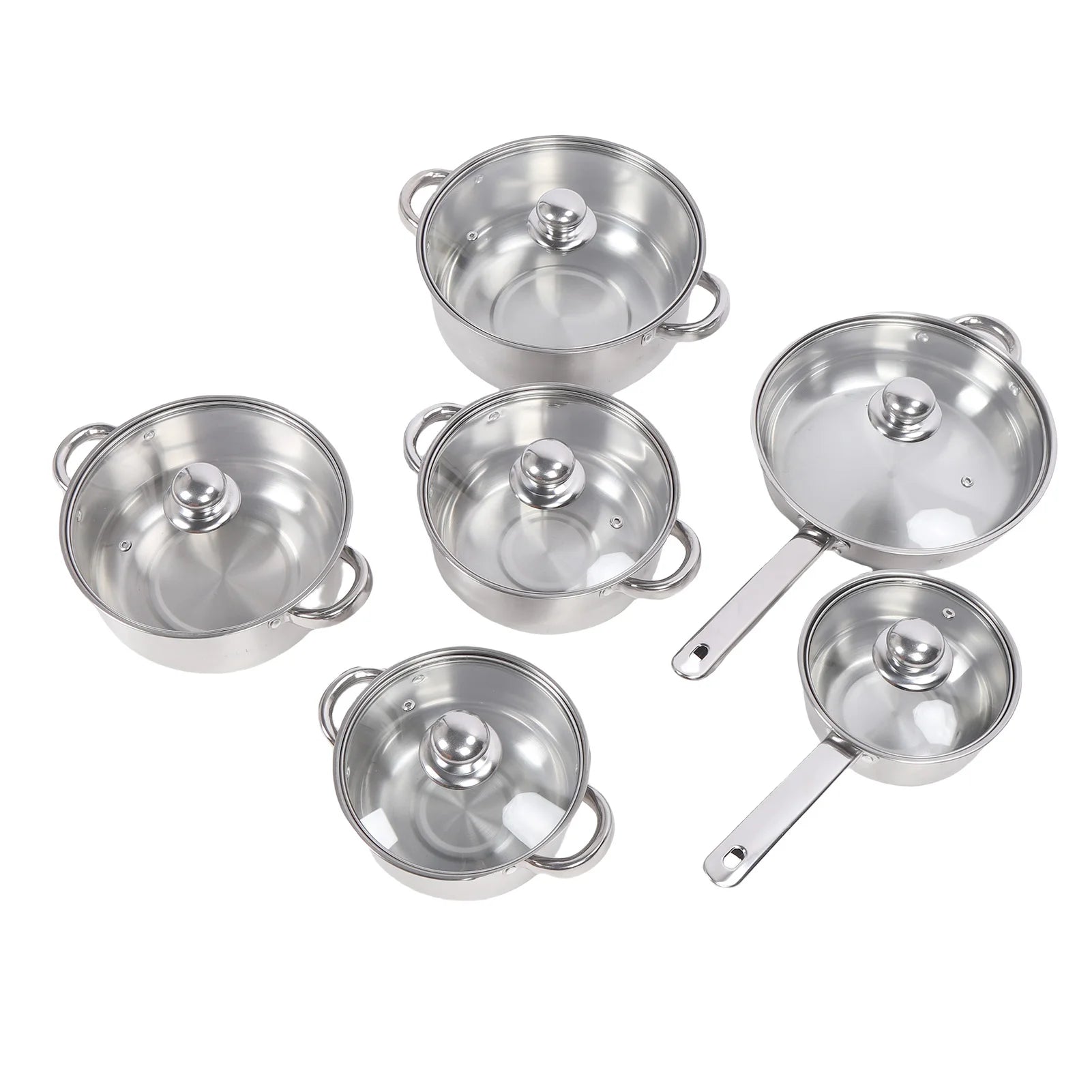 Stainless Steel Pots and Pans Set with Lids Versatile Kitchen Cookware Kits Efficient Heat Distribution Kitchen Supplies