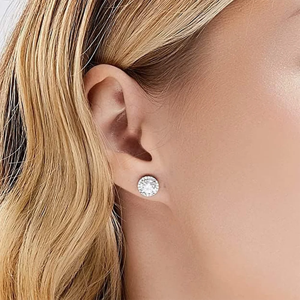 Real 0.5CT D Color All Moissanite Round Earrings For Women 925 Sterling Silver Sparkling Stud Earring Fine Jewelry Ships From US
