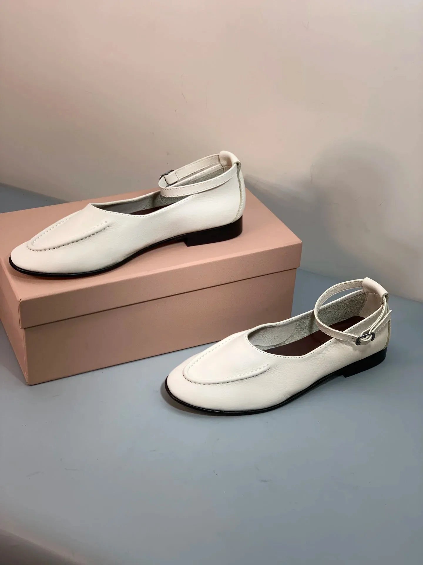 Women's Shoes Ankle-Strap Flats Leather