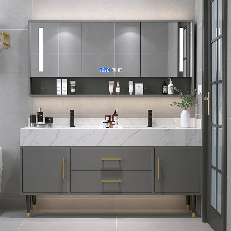 Bathroom Cabinet Washbasin Bathroom Combination Simple Household Toilet Furniture Solidbathroom Modern Vanity With Sink 24
