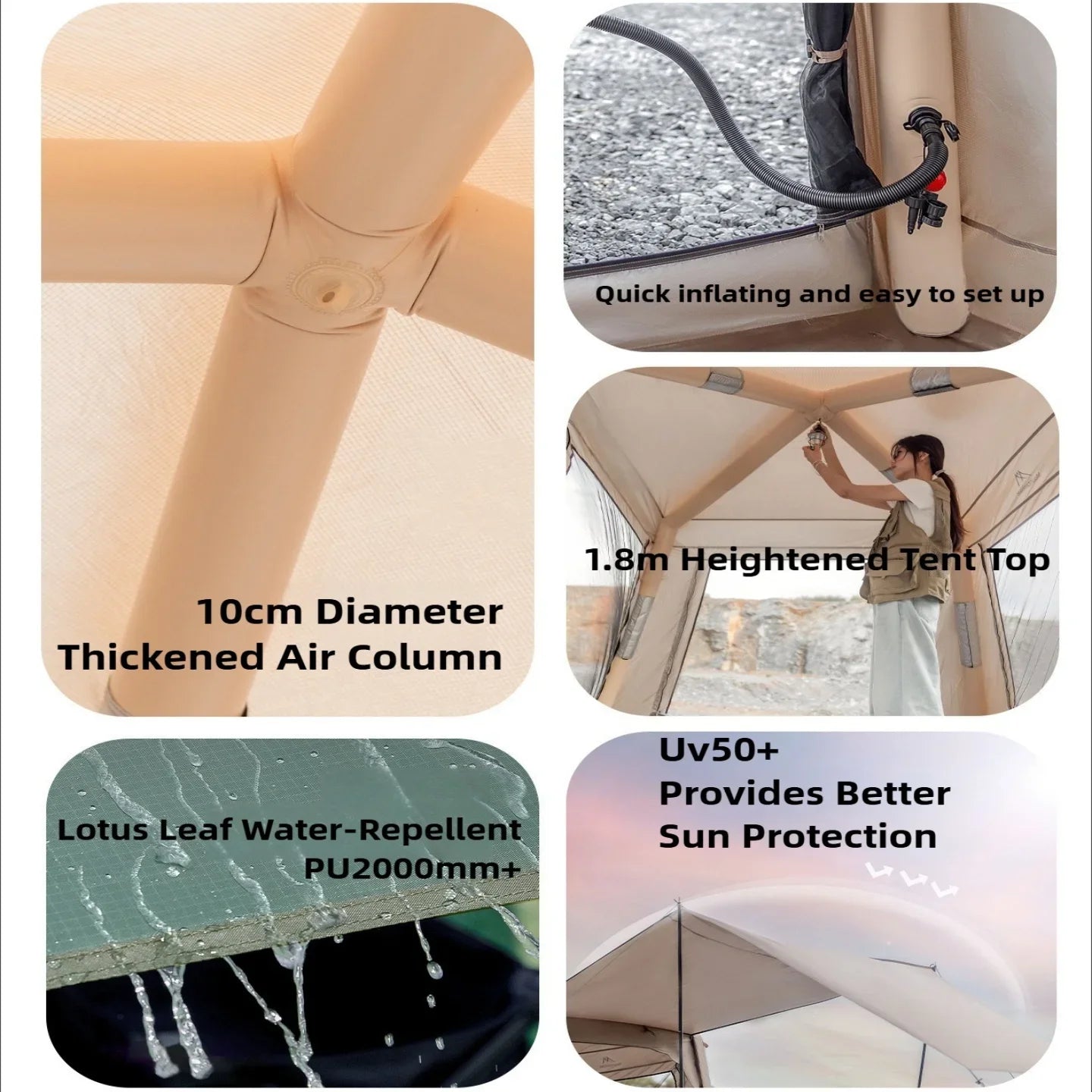 Mountainhiker Outdoor NewInflatable Cabin Quick Setup Overnight Rainproof Thickeneded Multi-person Picnic Cabin Family Park Tent