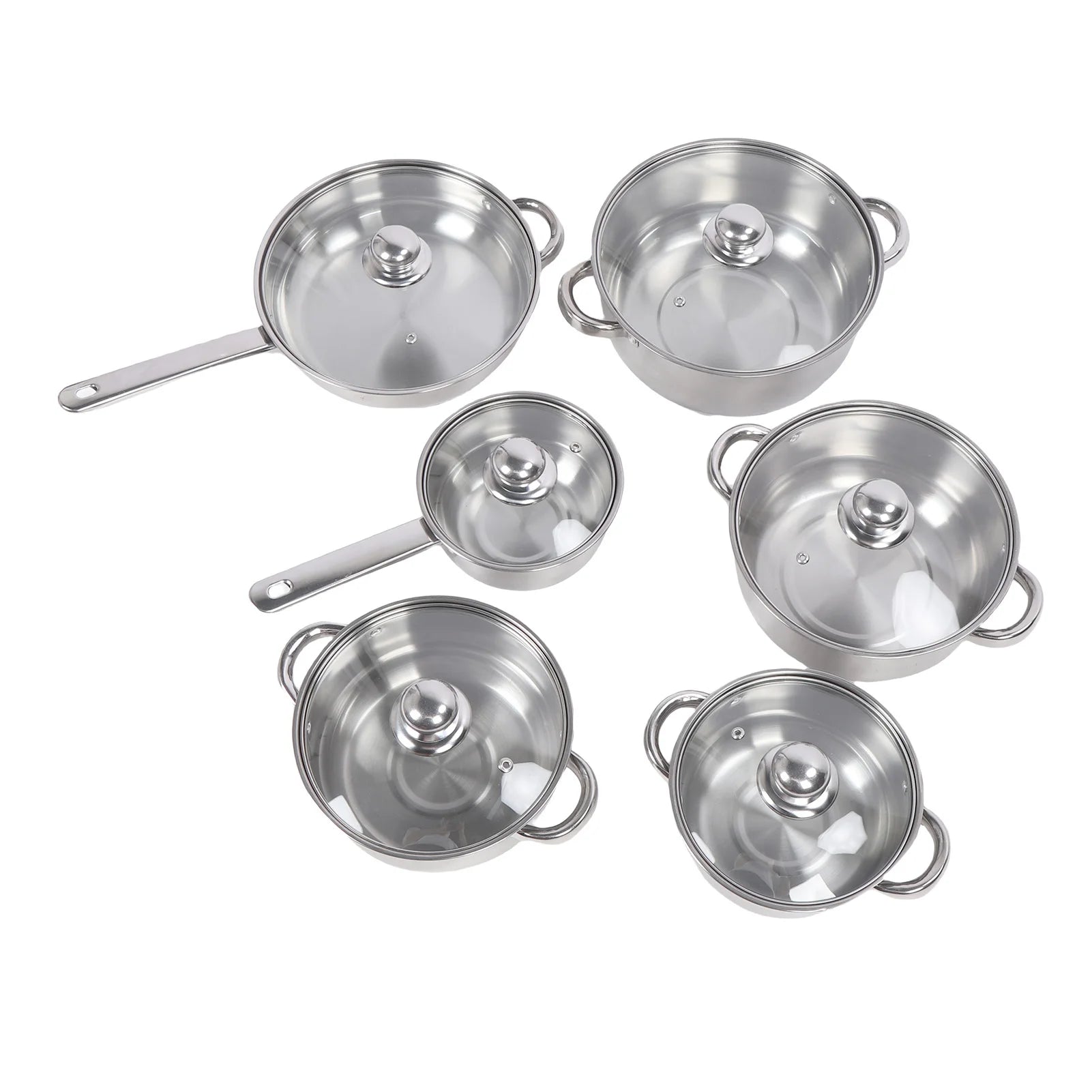 Stainless Steel Pots and Pans Set with Lids Versatile Kitchen Cookware Kits Efficient Heat Distribution Kitchen Supplies