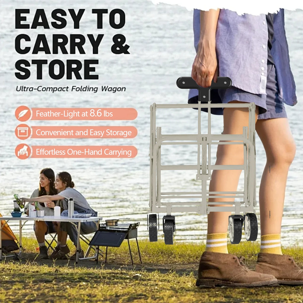 Collapsible Wagon Carts,Folding Wagon Cart with All Terrain Wheels,Outdoor Utility Wagon for Camping Shopping Sports Fishing