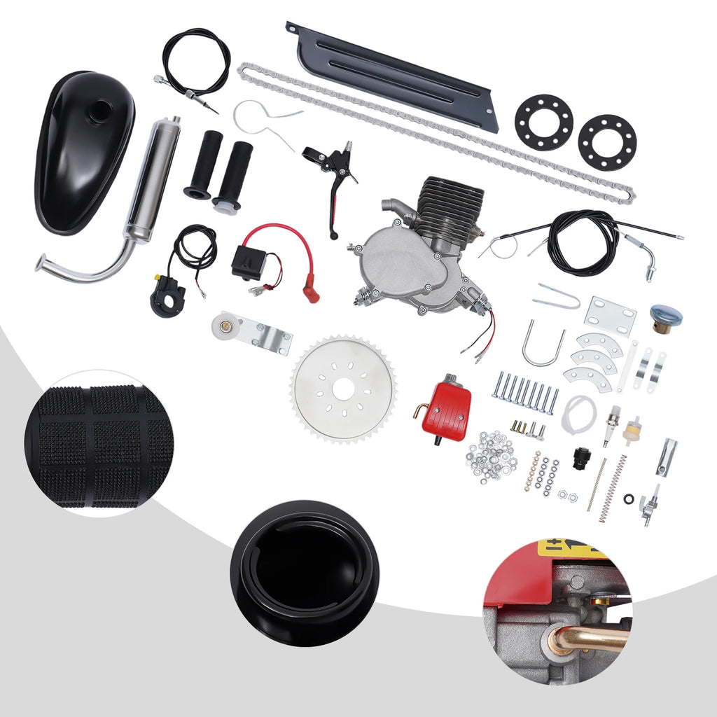 2-Stroke 100cc Bicycle Gasoline Engine Kit,36/44 Teeth Gas Motor,Petrol Engine W/ Air-Cooling System for Most 26" Or 28" Bike