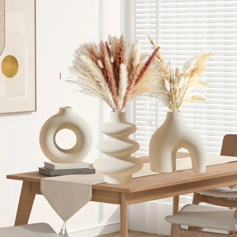 Modern white/black ceramic flower vase in Nordic style, Bohemian home decoration, wedding decoration accessory, desktop art deco