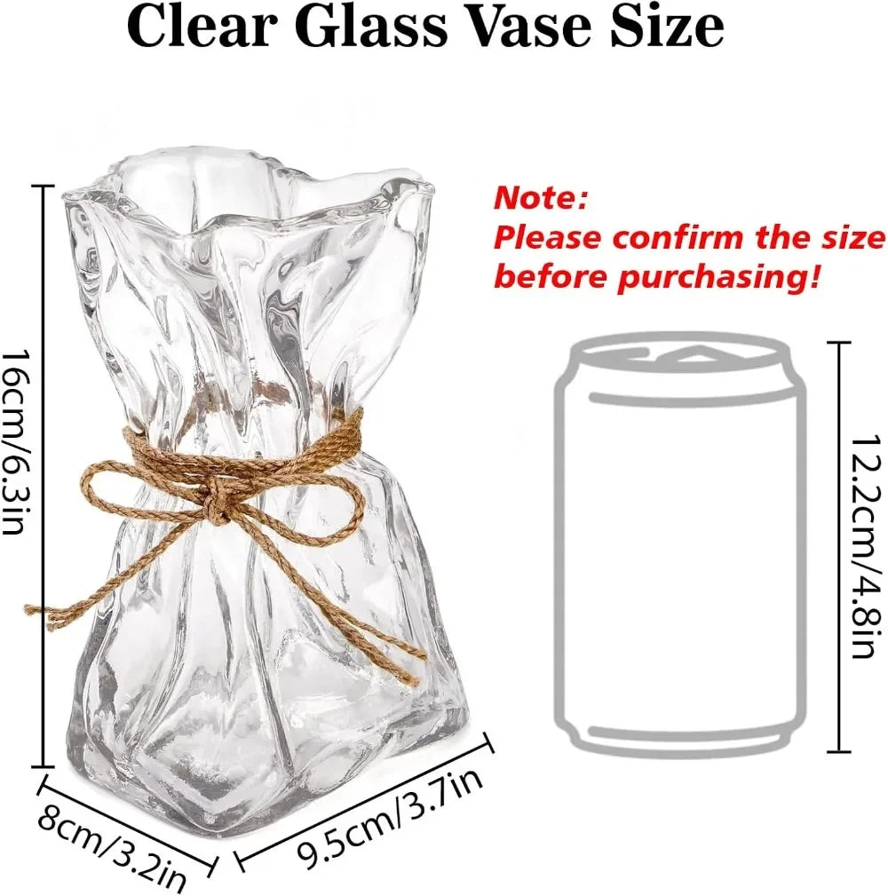 6 inch small glass vase, irregular transparent vase, suitable for center table interior table decoration, modern art deco vase