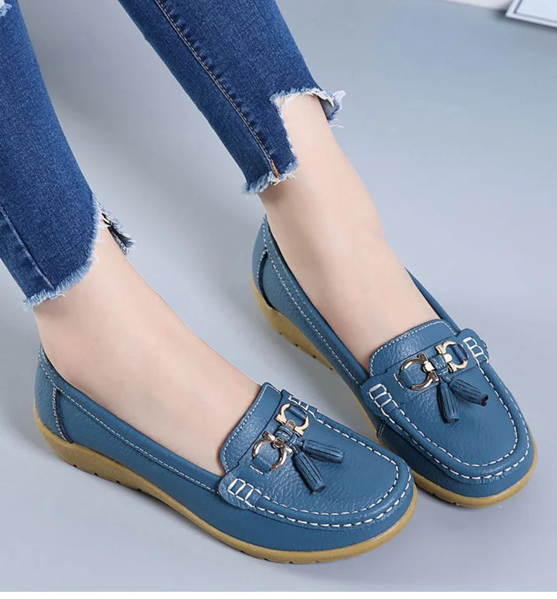 Woman Shoes Low Heels Casual Shoes Women's Loafers Slip On Flat Shoes Mocassins Femmes Comfortable Footwear Women Flats White