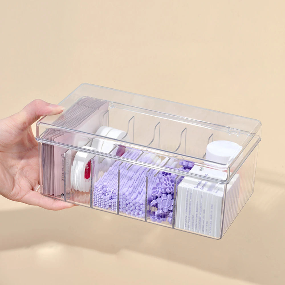 Cosmetics Storage Box Nail Tools Multi Grid Trapezoidal Design Desktop Miscellaneous Items Makeup Cotton Box Storage Box