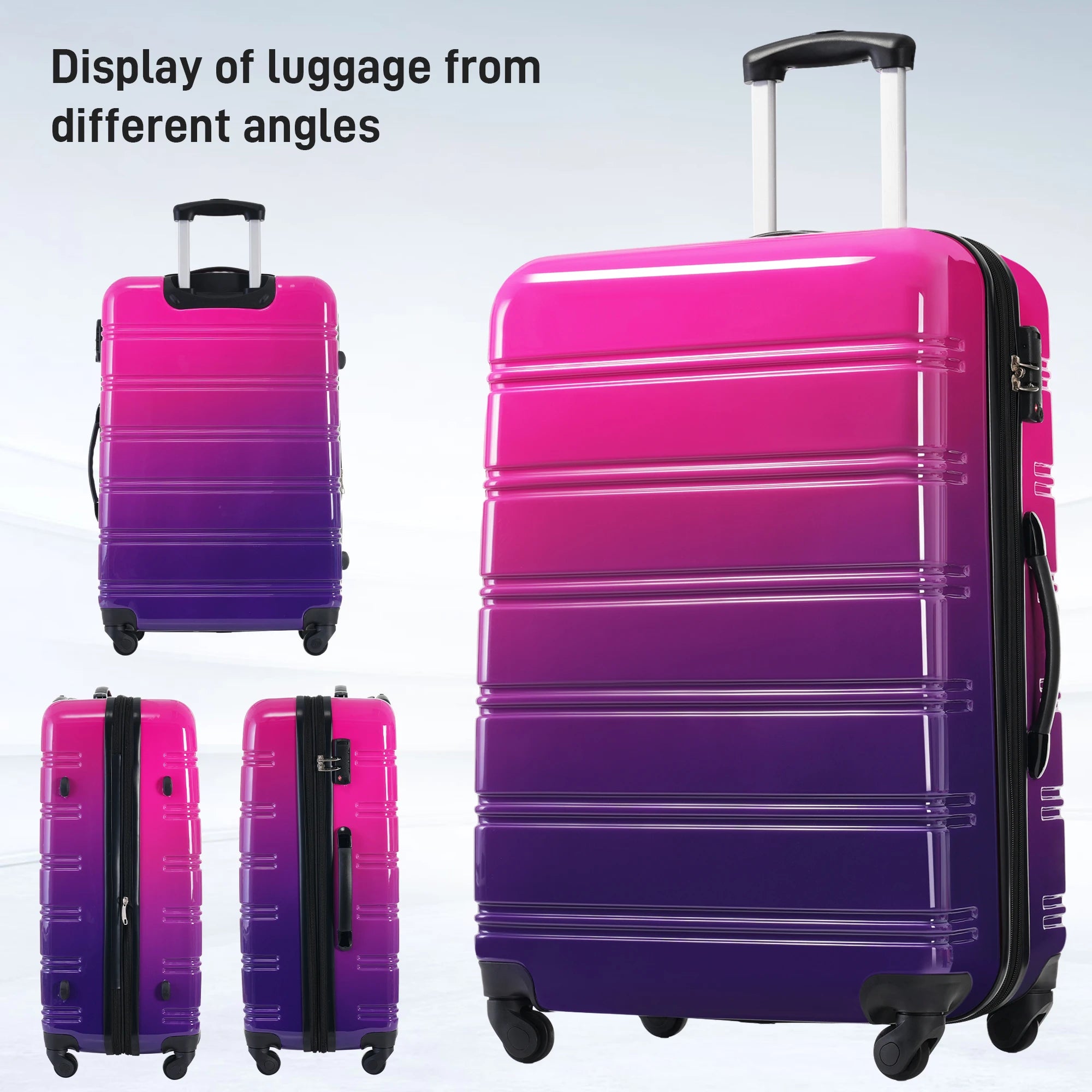 Hardshell Luggage Sets 3 Piece Gradient Color Expandable Suitcase with Spinner Wheels and TSA Lock Lightweight 20" 24" 28"
