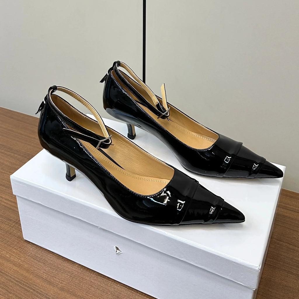 2025 Newest Genuine Leather Round-Toe Ankle-Strap Woman Flats Mary Janes Ballet Dance Shoes Banquet Shoes Woman Sapato Feminino