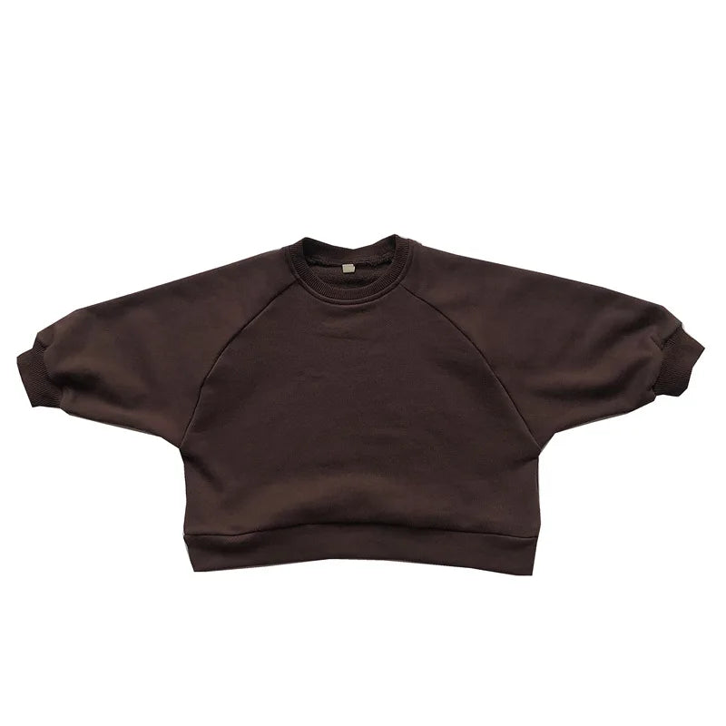 Autumn New Children Casual Sweatshirt For Boys Girls Long Sleeve Sweatshirt Solid Baby Loose Pullover Cotton Kids Clothes