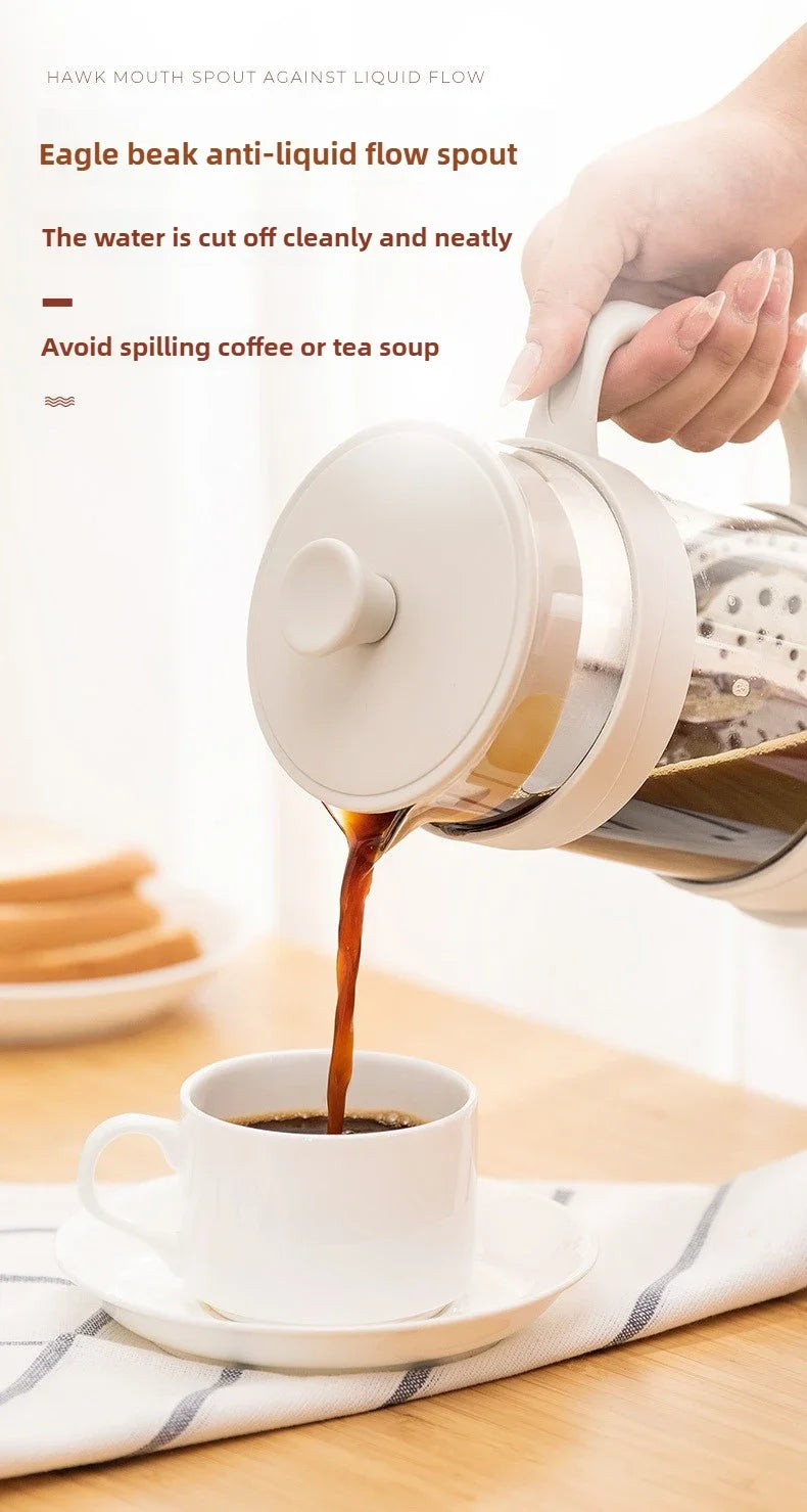 350/800/1000ml French Press Coffee Pot Multifunctional Home Hand Punch Pot Transparent Glass Coffee maker Coffee Accessories