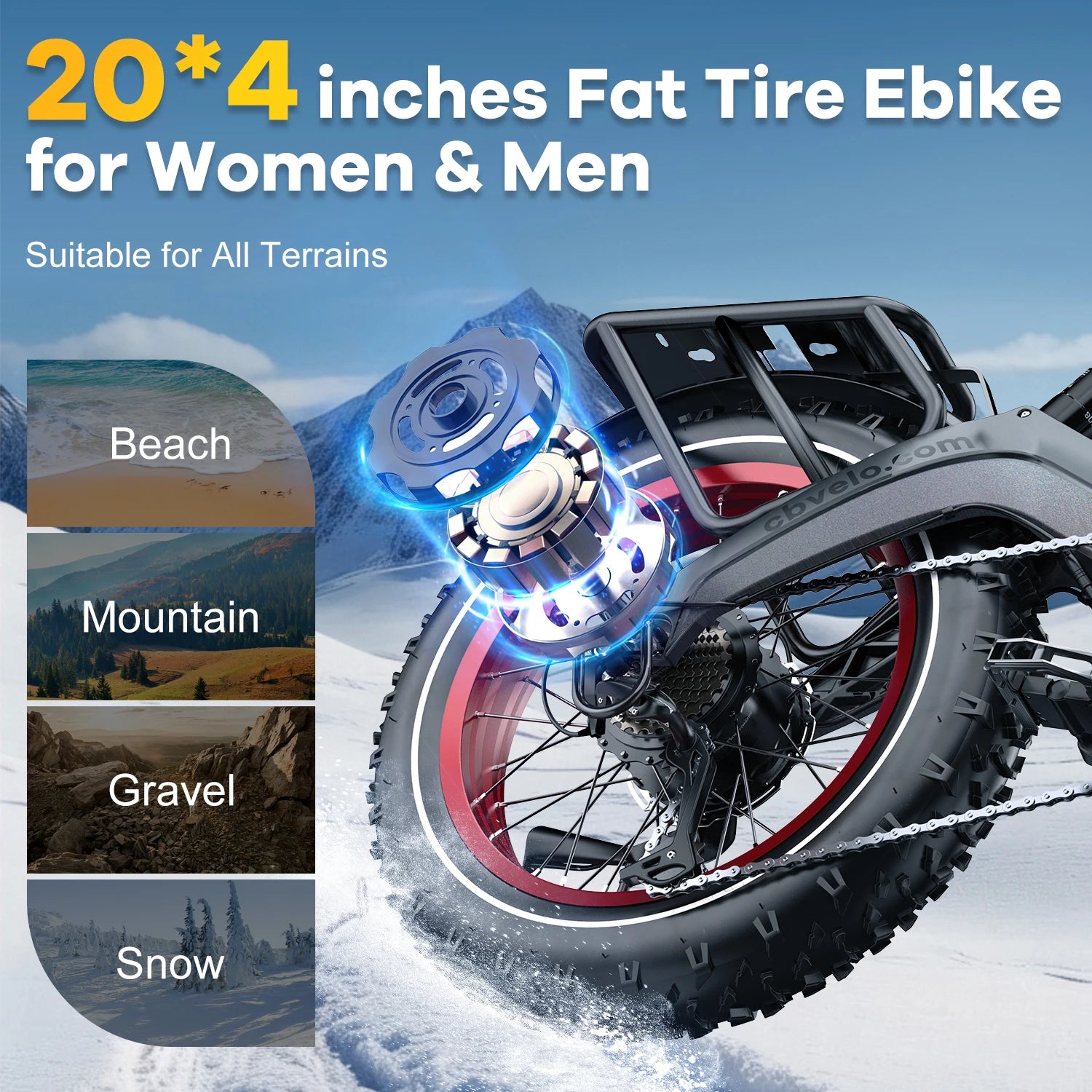 1000W(Peak 1500W)Folding Electric Bike for Adults,35MPH 100Mile,48V 25Ah Removable Battery,20" x 4.0 Fat Tire Foldable Electric