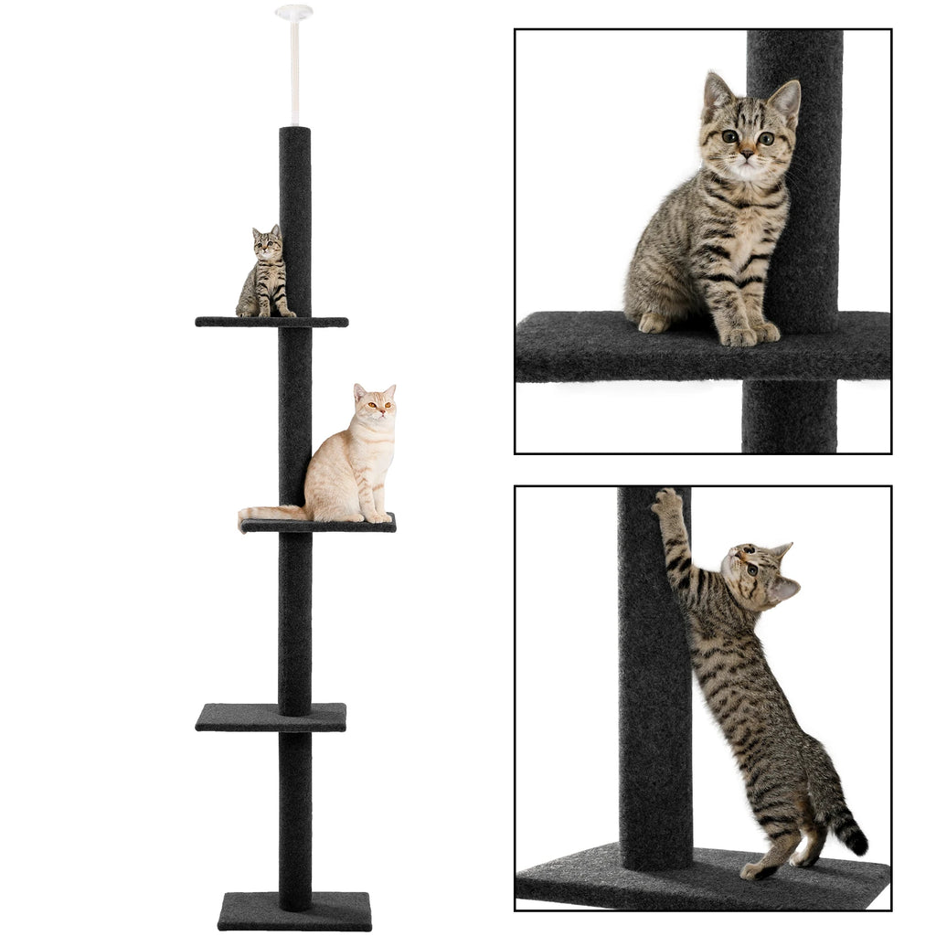Adjustable Height Cat Tree for Indoor, Floor to Ceiling Cat Tower with Scratching Posts, Cat Scratcher Furniture, Kitten Toys