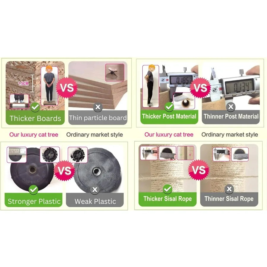 72 Tall Cat Tree Tower with Multiple Cat Condos for Indoor Cats Large Interactive Play Scratch Hide and Climb Activity Furnitur