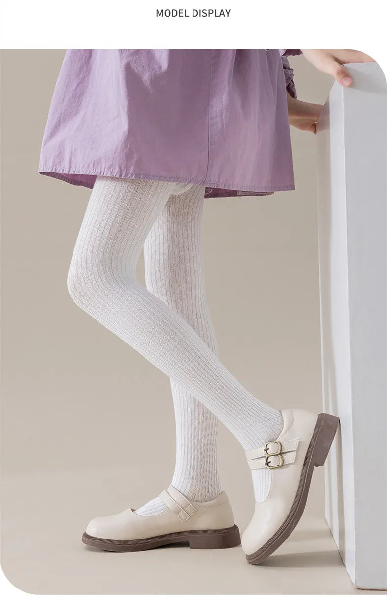 Children Fashion Tights Baby Girl Pantyhose Cotton Knitted Stocking Toddler Kids Solid Leggings Casual Pants For 0-12Y