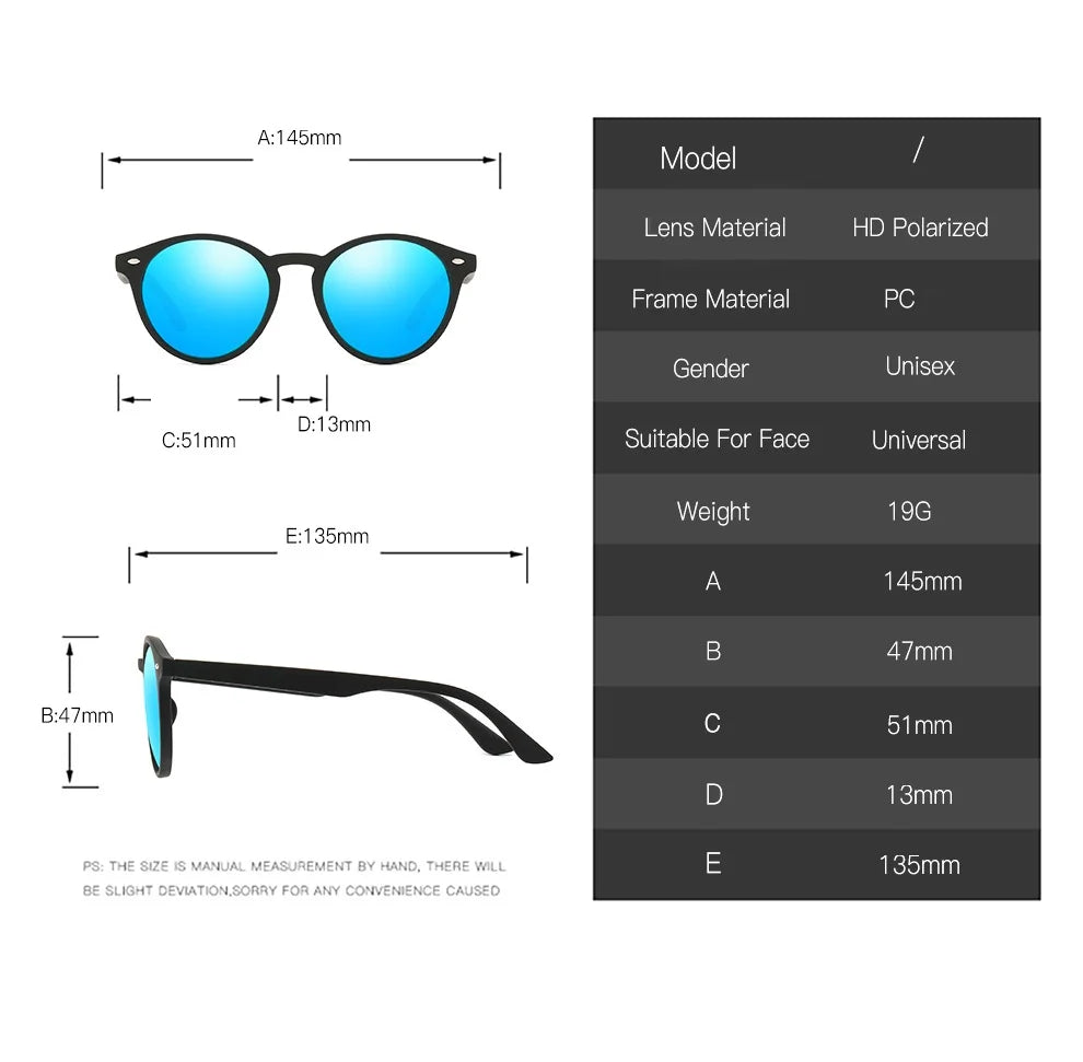Fashion Round Polarized Sunglasses Women Men Classic Vintage Driving Travel Sun Glasses Circle Oval Brand Designer Eyewear UV400