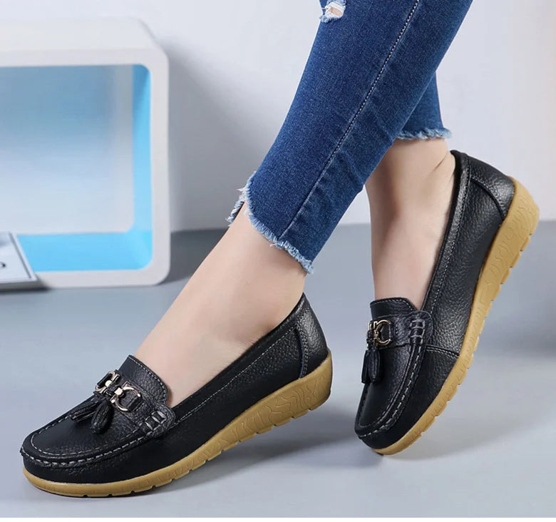 Woman Shoes Low Heels Casual Shoes Women's Loafers Slip On Flat Shoes Mocassins Femmes Comfortable Footwear Women Flats White