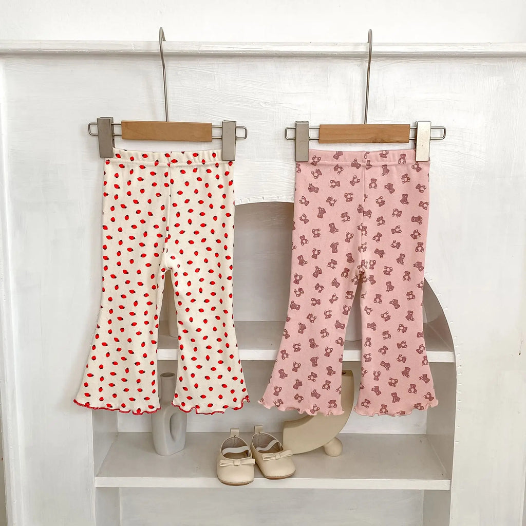 2025 New Korean Version Autumn Baby Girl Floral Micro Print Baby Leggings Baby Mosquito Proof Pants