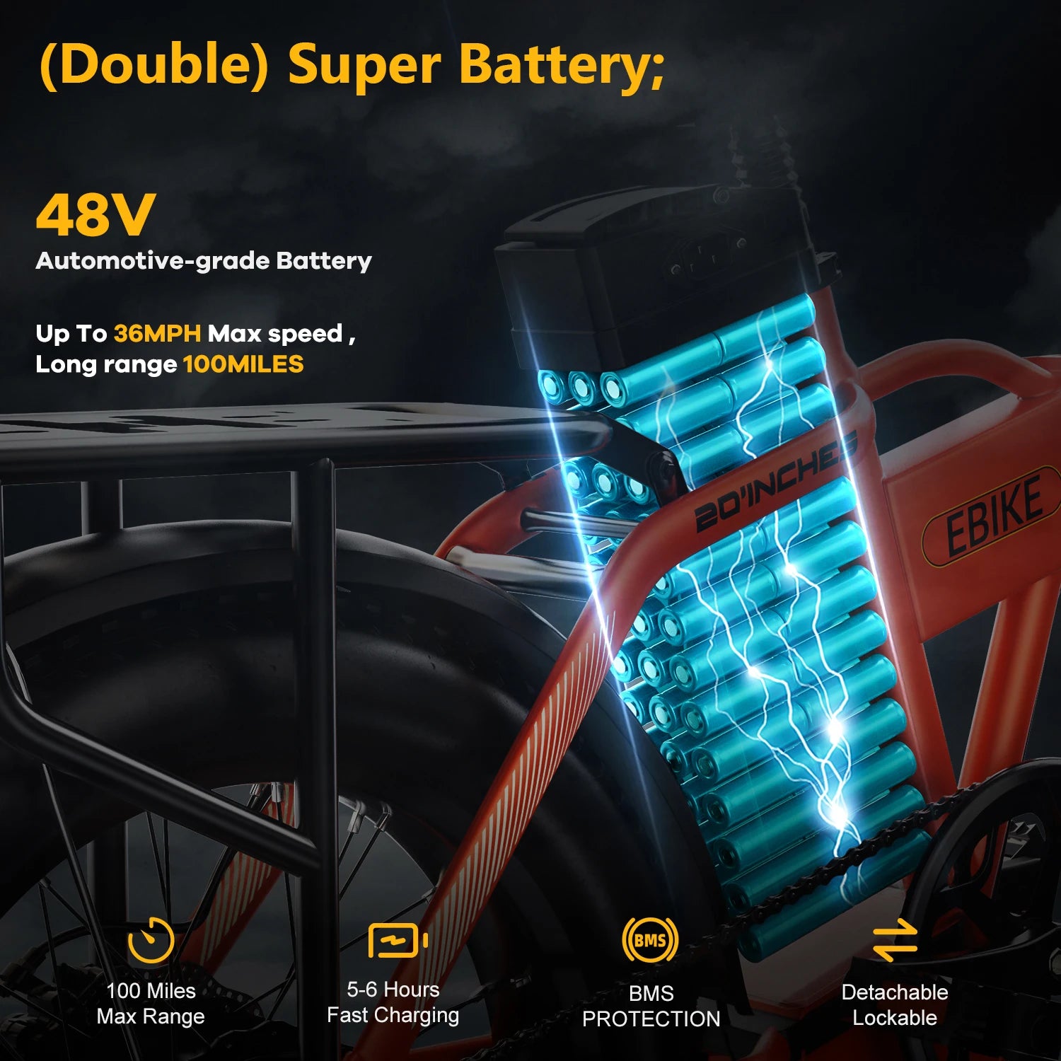 Cybervelo EK4 Electric Bicycle 48V 20.8AH Long Range Off-Road Bike - High Capacity Powerful foldable bicycle