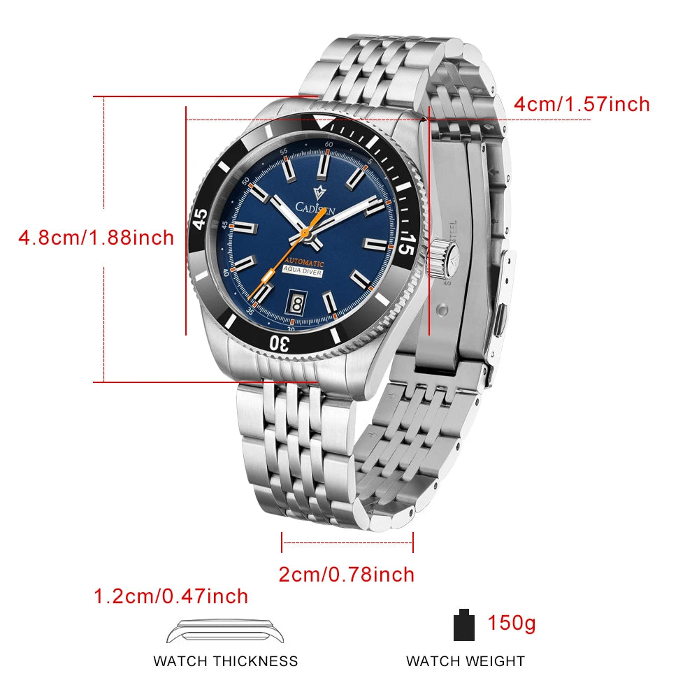 CADISEN New Men's Watches Mechanical Automatic Watch Men Japan Seiko NH35A Ceramic Bezel 10Bar Waterproof Wristwatch For Men