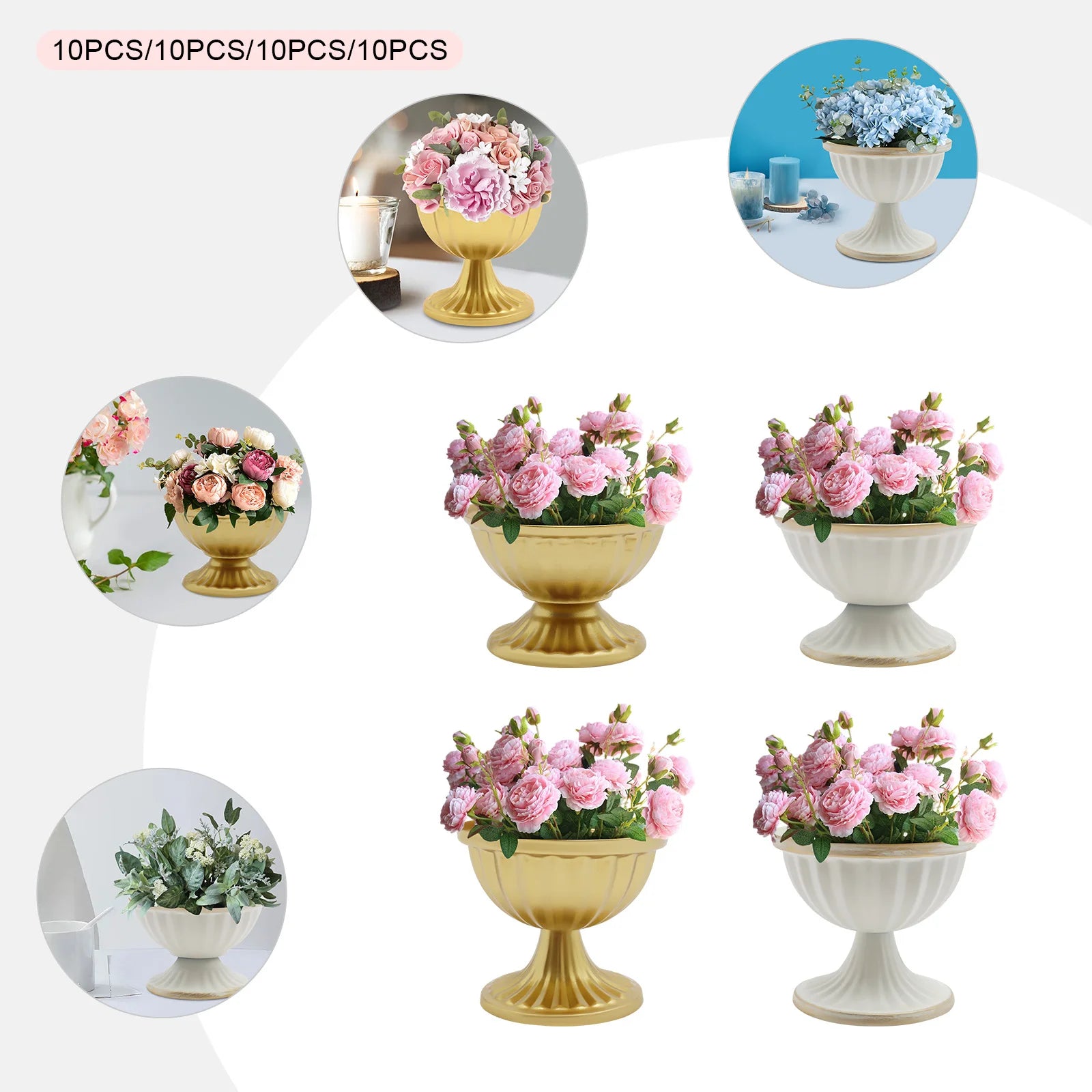 10PCS Vase Metal Wedding Flower Vase For Party Christmas Home Table Decor Vase
