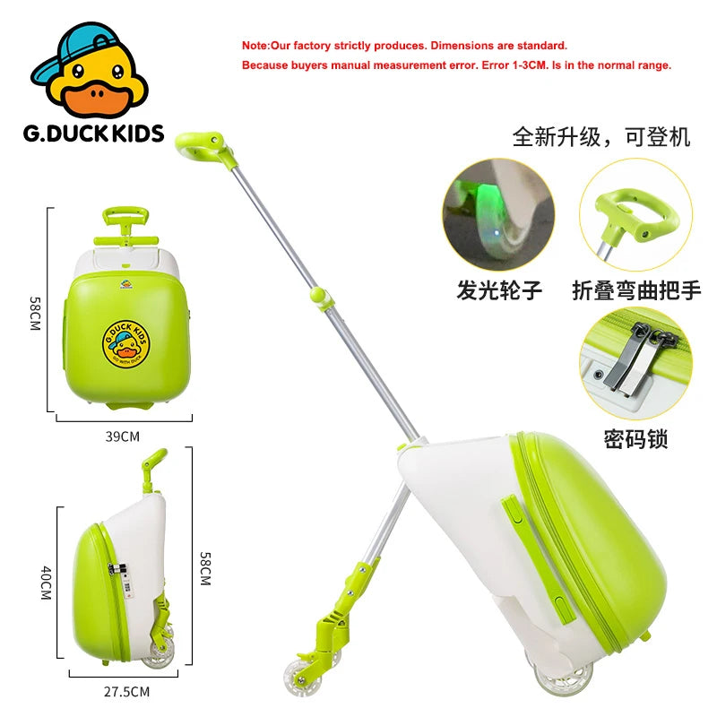 Upgrade One click disassembly Kids Luggage Can Sit to Ride Password Box Lazy Man Trolley Travel Bag Baby Boarding Suitcase