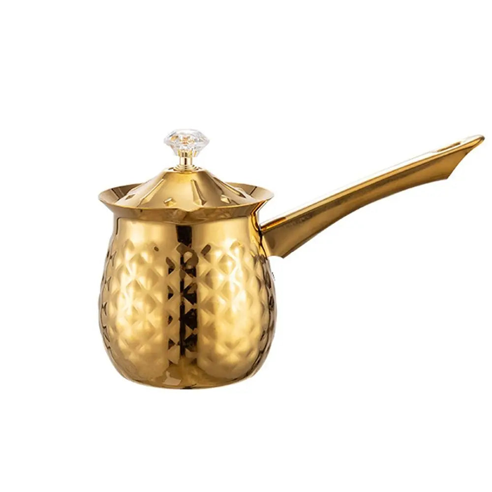 Versatile Handcrafted Turkish Coffee Pot Stable Handle Milk Warmer Lid Stainless Steel Melting Jug Kitchen