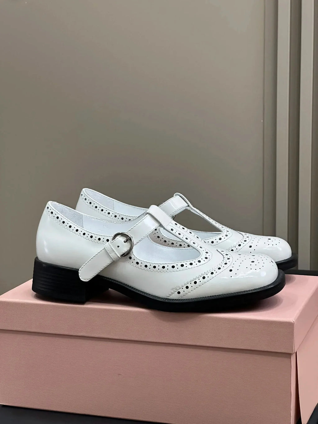 Women's Shoes Mary Jane Leather T-strap Brogue Shoes Monk Strap