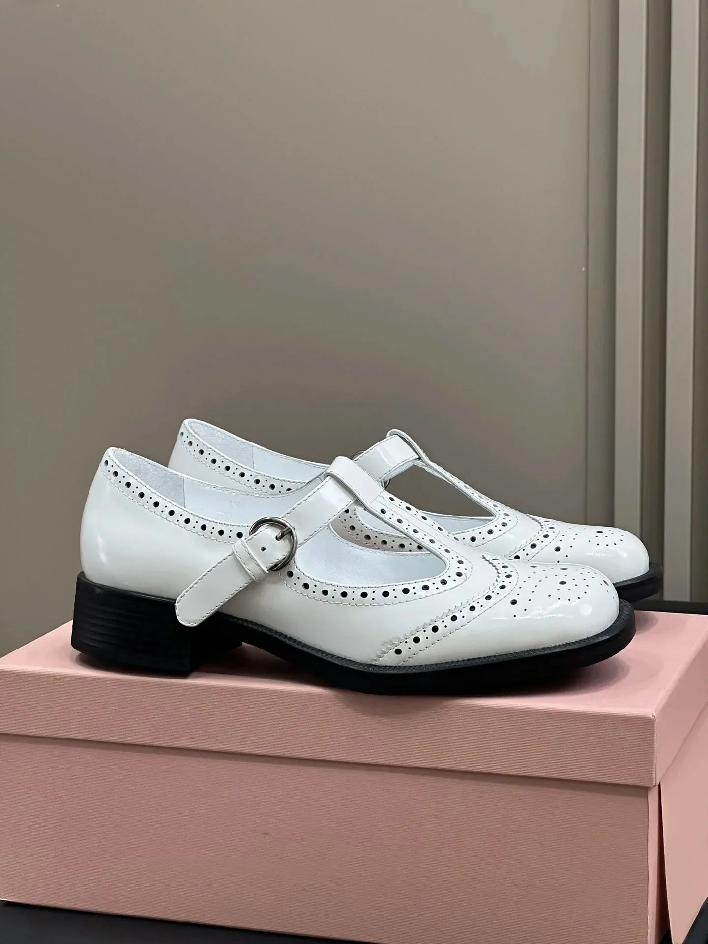 Women's Shoes Mary Jane Leather T-strap Brogue Shoes Monk Strap