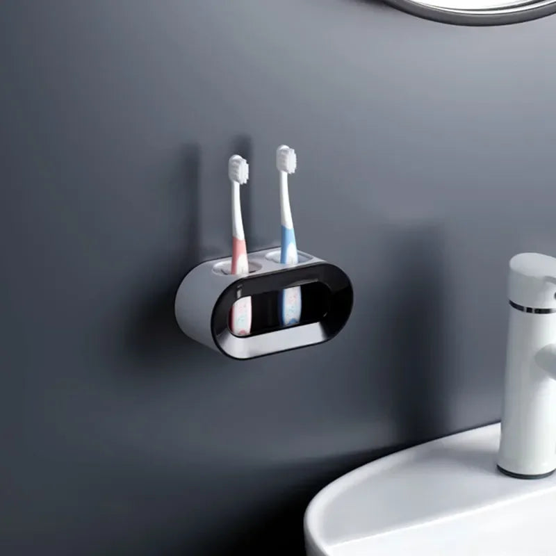 Electric Toothbrush Holder Double Hole Self-adhesive Stand Rack Wall-Mounted Holder Storage Space Saving Bathroom Accessories